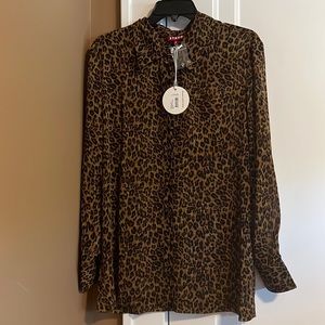 Staud Martha Leopard Long Sleeve Button Up Tunic Size M NWT